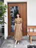 歌力思（ELLASSAY）【童瑤同款】春夏新款棉美拉德赫本裙襯衫式連衣裙女EWW341Y093 亞麻棕 XS 曬單實拍圖
