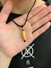 六桂福珠寶九眼天珠黃金項鏈男士足金吊墜七夕情人節禮物送男友老公生日 足金九眼天珠項鏈-黑繩 曬單實(shí)拍圖