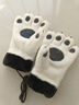途尊秋冬保暖熊掌毛茸茸手套搞怪男女生可愛(ài)保暖防寒加絨加厚騎車(chē)手套 白黑色 曬單實(shí)拍圖