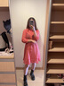 妤遇（YUUZYUUS）品牌女裝法式復(fù)古連衣裙女2024夏季新款小個子七分袖紅色碎花裙子 紅色 M 曬單實拍圖