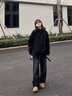 迪伽達連帽衛(wèi)衣男款春秋季新款加絨美式重磅硬挺情侶即墨oversize外套 LSFS-C23黑色 XL 曬單實拍圖
