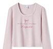 森馬（Semir）【甜心女高】長(zhǎng)袖t恤女短款緊身蕾絲花邊上衣24新款甜美印花外穿 粉紅60001 160/84A/M 曬單實(shí)拍圖
