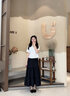BLUE ERDOS半身裙女春夏優(yōu)雅度假風(fēng)垂感蛋糕長(zhǎng)裙開(kāi)叉半裙 黑 160/64A/S 曬單實(shí)拍圖