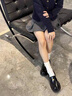 依思 Q（exull）樂福鞋女春秋新款女鞋厚底增高百搭小皮鞋女時(shí)尚英倫通勤單鞋女 黑色-優(yōu)雅氣質(zhì) 37 曬單實(shí)拍圖