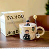 精東家可愛(ài)女孩男孩情侶水杯陶瓷杯子帶蓋馬克杯一對情侶款早餐杯咖啡杯 波點(diǎn)男孩+專(zhuān)屬勺+單杯禮盒 曬單實(shí)拍圖