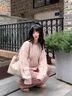 羅蒙（ROMON）秋冬軟糯粉色毛衣外套開衫女2025新款寬松慵懶風麻花針織上衣外穿 粉色 均碼 -85-130斤 曬單實拍圖