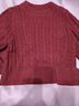 馬登酒紅色阿蘭毛衣圓領(lǐng)套頭修身短款針織衫絞花內搭加厚女士秋冬上衣 棗紅色 S (80-100斤) 曬單實(shí)拍圖