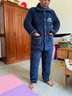 隨閱睡衣男士冬季加絨加厚爸爸棉襖冬天牛奶絨保暖家居服中老年人套裝 N9920鷹青 牛奶絨 升級加厚 XL 碼（120-140斤） 曬單實(shí)拍圖