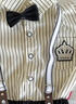 G.DUCKKIDS童裝兒童西裝套裝男童夏季一歲寶寶衣服學(xué)院風(fēng)中小童夏裝周歲禮服 豎條皇冠米色aoeeqec 80 cm 曬單實拍圖