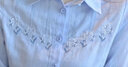 皮爾卡丹（pierre cardin）棉繡花襯衫女長(cháng)袖夏季春季新款上班職場(chǎng)OL風(fēng)休閑白色襯衣潮 淺藍色【長(cháng)袖】 M 建議80-100 曬單實(shí)拍圖