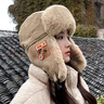 ALFB帽子女冬季騎行電動(dòng)車(chē)防風(fēng)頭套保暖護(hù)耳帽加絨加厚防寒毛絨雷鋒帽 卡其色 曬單實(shí)拍圖