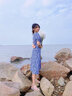 GARNUO碎花連衣裙女2025夏季新款法式茶歇裙子復(fù)古氣質(zhì)收腰顯瘦雪紡長裙 藍(lán)色 M【101-110斤】 曬單實(shí)拍圖