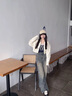 CHUU蕾絲拼接吊帶背心女2025夏季新品設計感數(shù)字字母無袖上衣 藏藍 S -00 曬單實拍圖