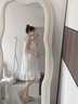 TULX吊帶睡衣女夏季睡裙帶胸墊梭織棉感新款夏天孕婦家居服連衣裙 YZQ_1809#吊帶裙 立體格-白色 L 152-167CM92-120斤 曬單實(shí)拍圖