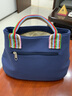 QUEEN TRIP上班手提包女帆布包新款休閑媽媽咪布料中年實(shí)用手拎包買(mǎi)菜包女士 藍色 曬單實(shí)拍圖