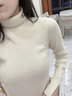 Calvin Klein Jeans秋冬女士簡(jiǎn)約ck刺繡舒適羊毛混紡打底針織衫毛衣ZW02292 ACF-米白色 XS 曬單實(shí)拍圖