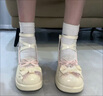 閃動(dòng)少女（SHANDONGSHAONV）高跟鞋lolita粗跟厚底防水臺藍色日系軟妹甜美可愛(ài)蝴蝶結鞋子女 米白色 39 曬單實(shí)拍圖