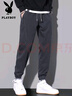 花花公子（PLAYBOY）工裝褲子男秋冬季休閑褲男士束腳寬松潮流長(cháng)褲 灰色 L 曬單實(shí)拍圖