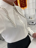 AEMAPE設計感釘珠尖領(lǐng)白色襯衫女士2025秋裝新款氣質(zhì)洋氣別致上衣潮 白色 M 建議100-110斤 曬單實(shí)拍圖