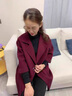 恒源祥媽媽春裝呢子外套2025新款女士風(fēng)衣氣質(zhì)高貴中老年針織雙面呢大衣 酒紅色+打底衫 L 建議95-110斤 曬單實拍圖