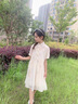 FNJ KIDS童裝女童漢服連衣裙夏季新款中大童短袖碎花女孩旗袍公主裙 杏色 120 (建議身高110-120cm) 曬單實(shí)拍圖