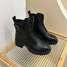 富貴鳥(niǎo)（FGN）女士皮鞋2024年秋冬季新款高跟鞋中跟單鞋女鞋加絨媽媽鞋 黑色 37 曬單實(shí)拍圖