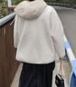 森馬（Semir）外套女冬季夾棉仿麂皮仿羊羔毛拼接寬松連帽簡(jiǎn)約慵懶復古夾克 白色調00311 XL 曬單實(shí)拍圖
