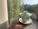 金鑲玉 景德鎮仿宋汝窯蓋碗 家用陶瓷三才蓋碗泡茶功夫茶具手抓壺禮盒裝 景德鎮青韻汝窯蓋碗 曬單實(shí)拍圖