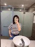 SRSW 短袖T恤女棉圓領2025夏季新款韓版條紋寬松百搭時尚減齡上衣半袖 寶藍色 L （建議105-115斤） 曬單實拍圖