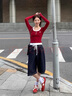 蕾絲花邊假兩件紅色長袖t恤女春秋季內(nèi)搭設(shè)計感修身打底衫上衣服 紅色 L 曬單實拍圖