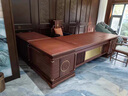 棲衡（XIIBLC）新中式全實(shí)木辦公桌老板桌書柜套裝烏金木高檔總經(jīng)理辦公室大班臺(tái) 2.6米老板桌 曬單實(shí)拍圖