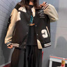 DXOT美式復(fù)古棒球服外套少女春秋2025新款初中高中學(xué)生學(xué)院風(fēng)ins潮女 黑色款 常規(guī) M 建議 90-100斤 曬單實(shí)拍圖