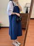 莞潔孕婦連衣裙夏季薄大碼寬松遮肚牛仔背帶裙長(cháng)款吊帶連衣裙夏季套裝 藍色背帶裙單件【不含上衣】 L碼【建議110-125斤】 曬單實(shí)拍圖