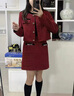 佰藍嬌小香風(fēng)套裝女2025春秋季女裝新款時(shí)尚洋氣質(zhì)小個(gè)子連衣裙包臀裙子 紅色 M （建議85-105斤） 曬單實(shí)拍圖