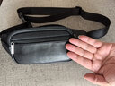 袋鼠真皮羊皮小號腰包男手機包迷你單肩斜挎包女背包戶(hù)外運動(dòng)休閑胸包 黑色 曬單實(shí)拍圖