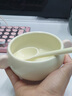 onlycook彩色雙耳陶瓷碗可愛(ài)兒童碗小孩專(zhuān)用吃飯小碗寶寶餐具飯碗 奶白碗+勺 曬單實(shí)拍圖