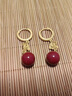 伊夢(mèng)嬌朱砂耳環(huán)純銀古法金耳環(huán)女新中式國風(fēng)紅色復古祥云耳墜耳飾高含量 帝王砂 曬單實(shí)拍圖