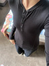 蕉下（beneunder）女士肌底打底衫女內(nèi)搭顯瘦純色百搭可外穿修身女士長袖 【原紗柔軟】漫暮黑-亨利領 M 曬單實拍圖