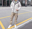 羅蒙（ROMON）羽絨服男士2024冬季加厚保暖潮牌連帽工裝夾克帥氣冬裝沖鋒衣外套 米灰色（羽絨服） XL 【120-135斤】 曬單實拍圖