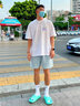 真維斯（Jeanswest）冰絲t恤男短袖夏季冰感運動(dòng)速干衣服青年男士絲光棉寬松大碼半袖  白色（色塊字胸標） XL (180) (不起球不掉色) 曬單實(shí)拍圖