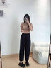 婭麗達(dá)松緊高腰鐮刀褲女夏季新款休閑褲子彈力氣球褲哈倫褲 黑色(A0) S 曬單實(shí)拍圖