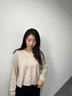 矜持范寬松針織衫女秋季2025年新款春秋韓版開衫V領(lǐng)短款女上衣夏季薄款 卡其色 S 曬單實(shí)拍圖