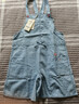 戴維貝拉（DAVE＆BELLA）大童女中大童背帶褲女童夏季休閑褲子兒童五分褲女孩俏皮牛仔褲 牛仔藍 130 cm（建議身高120-130cm） 曬單實(shí)拍圖