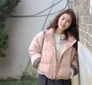 韓璐嬌（hanlujiao）冬季羽絨棉服女短款2025新款韓版寬松加厚小個(gè)子面包服棉衣外套潮 粉紅色 M 曬單實(shí)拍圖