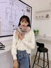 浪莎 羊絨圍巾女冬款韓版格子女士圍巾秋冬天女生禮物加厚保暖圍脖披肩兩用送女友閨蜜媽媽生日禮物禮盒套裝 粉藍格(100%羊絨+禮盒) 曬單實拍圖