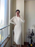 皮爾卡丹（pierre cardin）中長(zhǎng)款針織打底連衣裙女秋冬季新款純色半高領(lǐng)修身毛衣裙子 卡其色 M 建議100-110斤 曬單實(shí)拍圖