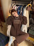 矜持范美拉德穿搭棕色圓領(lǐng)加絨加厚衛(wèi)衣女秋冬新款oversize寬松慵懶上衣 棕色【春秋薄款/版】 M 建議體重80100斤 曬單實(shí)拍圖