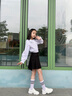 IVY HOUSE常春藤童裝女童2024年春季新款  舒適百搭學(xué)院風(fēng)百褶半身裙JK短裙 黑色 140cm 曬單實(shí)拍圖