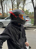 KEAZ摩托車(chē)頭盔碳纖維全盔春夏季男女閃電頭盔安全3C認(rèn)證機(jī)車(chē)仿賽 碳纖維3K熔巖紅 XL（59-60cm） 曬單實(shí)拍圖