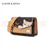 CLEVER & KETCH包包女包單肩包新款卡通印花腋下包可愛(ài)減齡 生日禮物送女友 白拼杏 曬單實(shí)拍圖